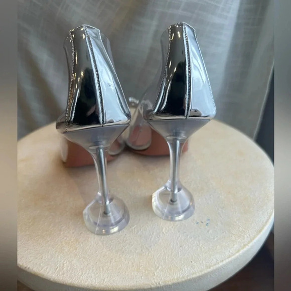 Auth Amina Muaddi Rosie Cinderella Glass Heel PVC,Wide Heel EU 42 Retail $1250 - Picture 3 of 4